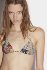 Dsquared2 Iconic Graffiti All Over Bikini Top BLACK D2 - Image 4