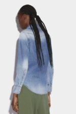 Dsquared2 Iconic Green Tab Cotton Western Shirt BLUE D2 BLUE - Image 2