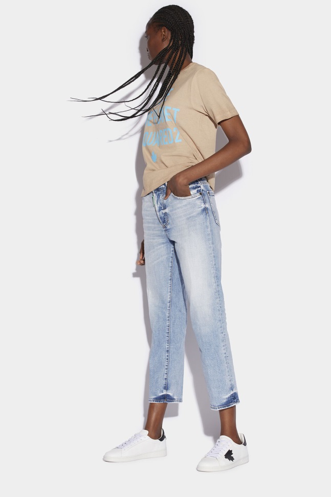 Dsquared2 Iconic Green Tab Partially Organic Cotton Boston Jeans BLUE - Image 1