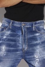 Dsquared2 Iconic Icon Forever Medium Wash Combat Jeans - Image 4