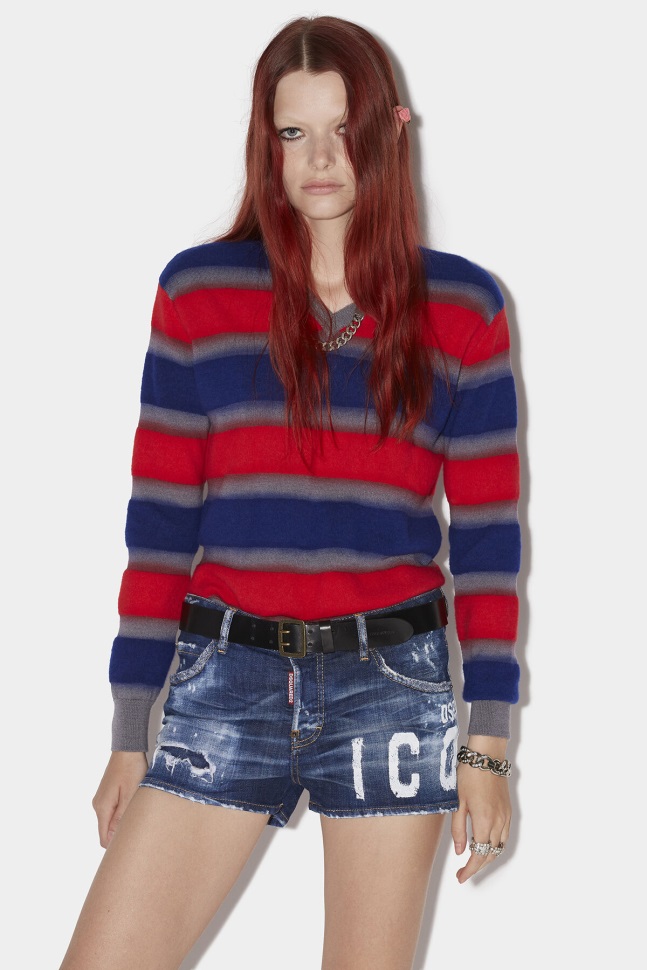 dsquared2_iconic_icon_spray_denim_shorts.jpg Dsquared2 Iconic Icon Spray Denim Shorts - Image 1