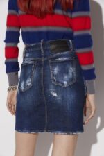 Dsquared2 Iconic Icon Spray Midi Denim Skirt - Image 4