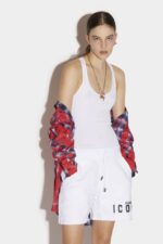 Dsquared2 Iconic Icon Spray Sweat Shorts WHITE/BLACK