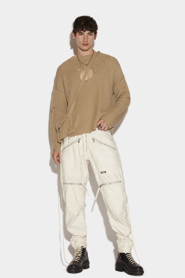 dsquared2_iconic_ivory_parachute_trousers.jpg Dsquared2 Iconic IVORY Parachute Trousers - Image 1