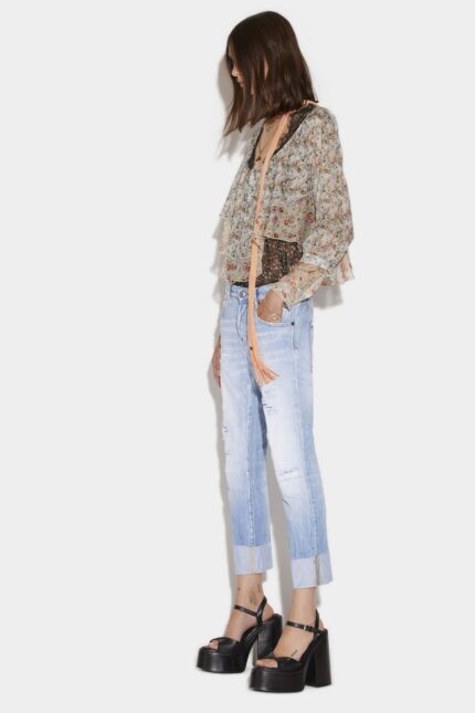 Dsquared2 Iconic Light L.A. Wash Cool Girl Cropped Jeans