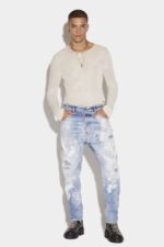 Dsquared2 Iconic Light White Paint Wash Combat Jeans