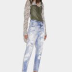 Dsquared2 Iconic Light White Paint Wash Skinny Dan Jeans