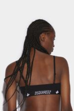 Dsquared2 Iconic Logo Leaf Triangle Bra BLACK/WHITE - Image 2