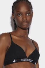 Dsquared2 Iconic Logo Leaf Triangle Bra BLACK/WHITE - Image 3