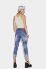 Dsquared2 Iconic Medium Breeze Wash Skinny Dan Cropped Jeans - Image 2
