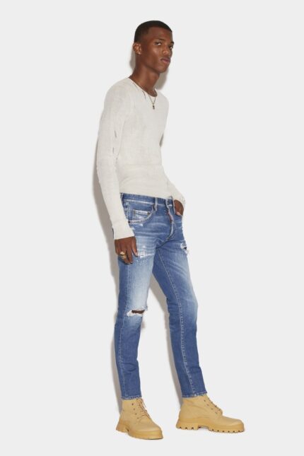 Dsquared2 Iconic Medium Broken Wash Skinny Dan Jeans