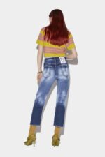Dsquared2 Iconic Medium Dark Knee&Leg Patch Wash Boston Jeans - Image 2