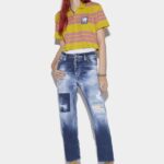 Dsquared2 Iconic Medium Dark Knee&Leg Patch Wash Boston Jeans