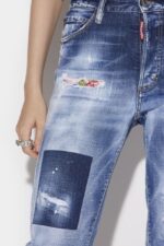 Dsquared2 Iconic Medium Dark Knee&Leg Patch Wash Boston Jeans - Image 3
