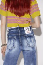 Dsquared2 Iconic Medium Dark Knee&Leg Patch Wash Boston Jeans - Image 4