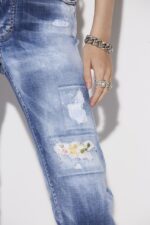 Dsquared2 Iconic Medium Dark Knee&Leg Patch Wash Boston Jeans - Image 5