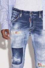 Dsquared2 Iconic Medium Dark Knee&Leg Patch Wash Skater Jeans - Image 3