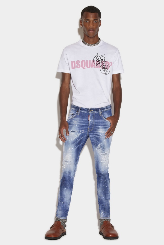 dsquared2_iconic_medium_spotty_wash_skater_jeans.jpg Dsquared2 Iconic Medium Spotty Wash Skater Jeans - Image 1