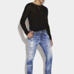Dsquared2 Iconic Medium Super Ripped Bleach Wash Skater Jeans