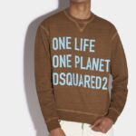 Dsquared2 Iconic One Life Organic Cotton Cool Sweatshirt BROWN/OCHRE
