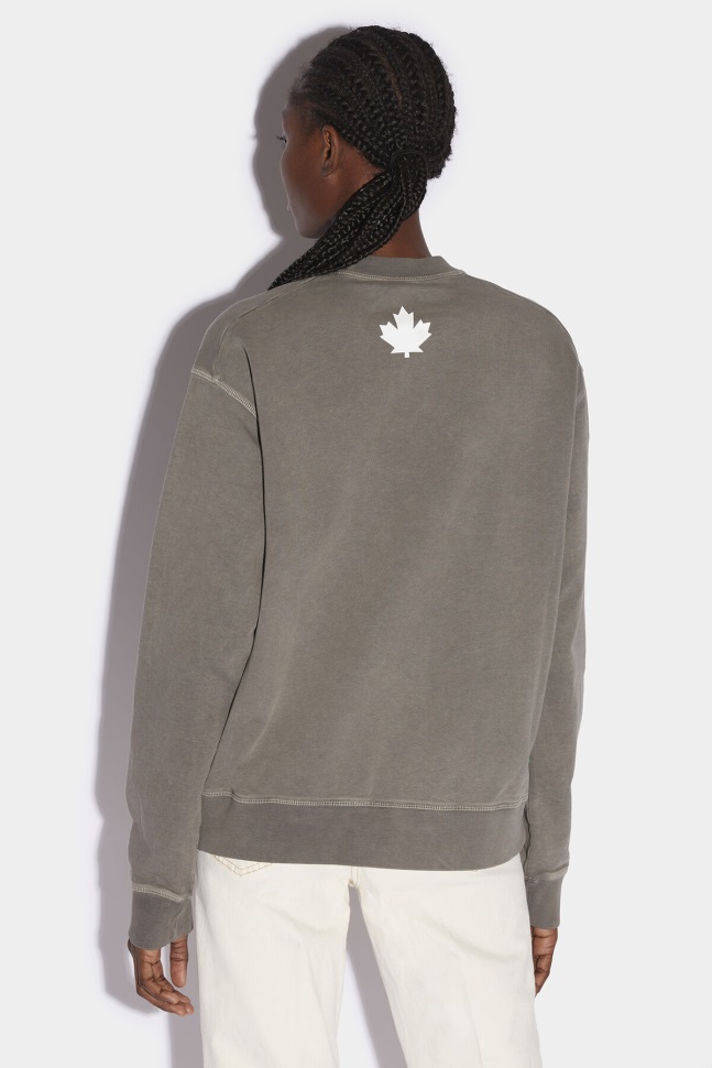 Dsquared2 Iconic One Life Organic Cotton Cool Sweatshirt D2 GREY - Image 2
