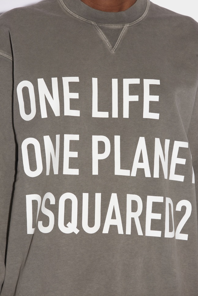 Dsquared2 Iconic One Life Organic Cotton Cool Sweatshirt D2 GREY - Image 3