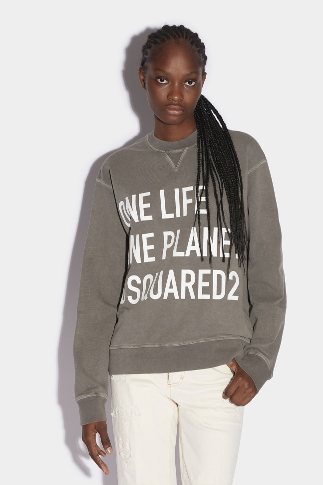 Dsquared2 Iconic One Life Organic Cotton Cool Sweatshirt D2 GREY - Image 1