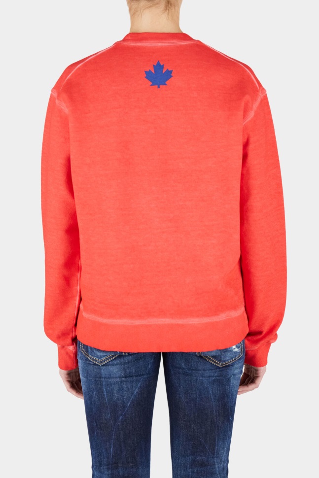 Dsquared2 Iconic One Life Organic Cotton Cool Sweatshirt D2 RED - Image 2