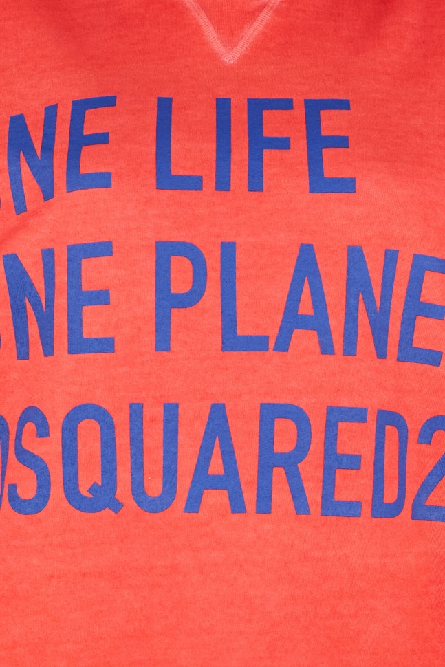 Dsquared2 Iconic One Life Organic Cotton Cool Sweatshirt D2 RED - Image 4