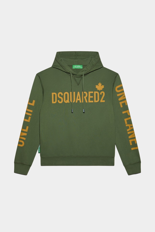 Dsquared2 Iconic One Life Organic Cotton Hooded Sweatshirt D2 GREEN - Image 1