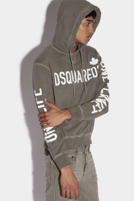 Dsquared2 Iconic One Life Organic Cotton Hooded Sweatshirt D2 GREY