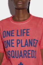 Dsquared2 Iconic One Life Partially Recycled Cotton T-Shirt RED D2 - Image 3