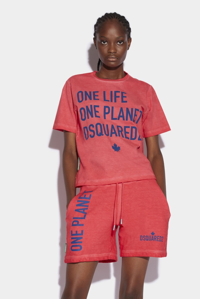 Dsquared2 Iconic One Life Partially Recycled Cotton T-Shirt RED D2 - Image 1