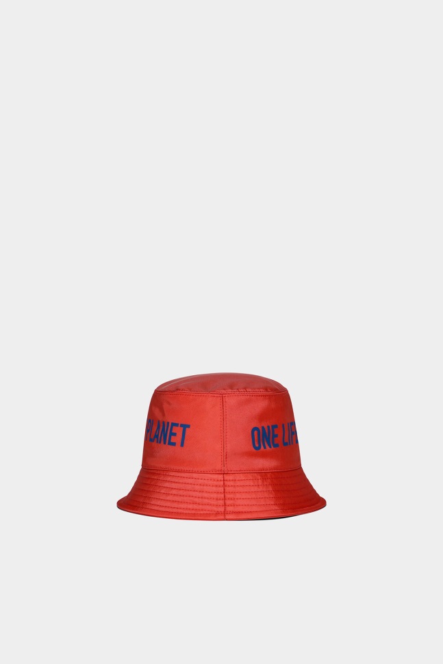 Dsquared2 Iconic One Life Recycled Nylon Bucket Hat GREEN/POPPY RED - Image 2