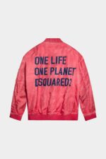Dsquared2 Iconic One Life Recycled Nylon Oversized Bomber RED/GREEN - Image 2
