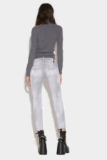 Dsquared2 Iconic Piranha Grey Denim Wash Jennifer Cropped Jeans - Image 2