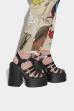 Dsquared2 Iconic Platform Heeled Sandals D2 BLACK