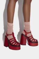 Dsquared2 Iconic Platform Heeled Sandals RED/COGNAC