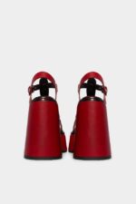 Dsquared2 Iconic Platform Heeled Sandals RED/COGNAC - Image 3