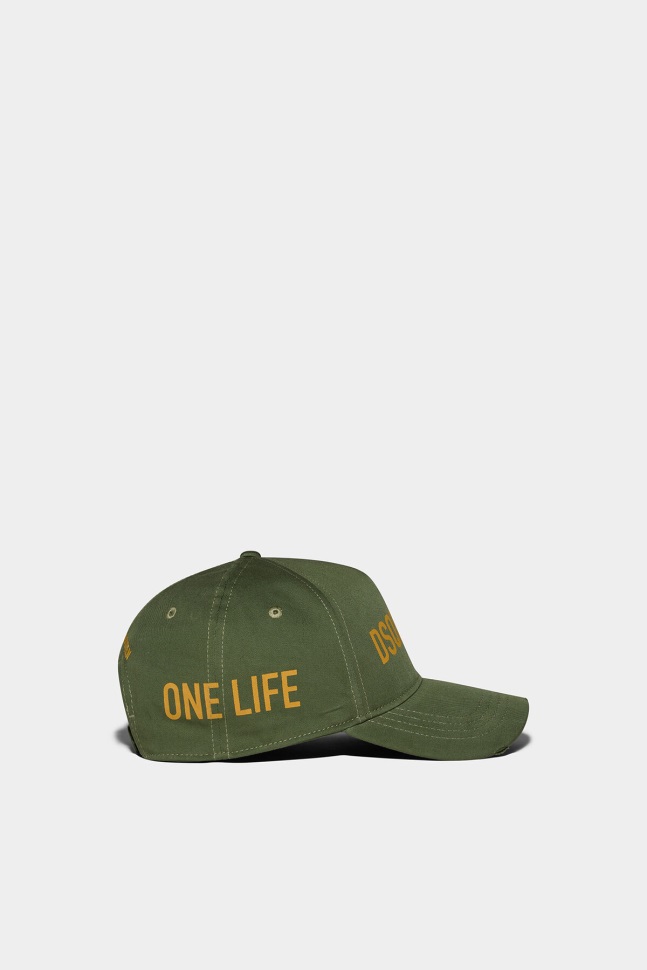 Dsquared2 Iconic POPPY RED/GREEN One Life Organic Cotton Baseball Cap D2 GREEN - Image 4
