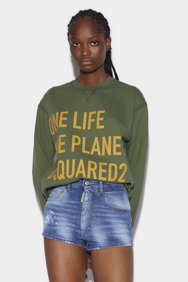 Dsquared2 Iconic Red Tab High Waist Partially Organic Cotton Hot Pants - Image 1