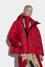 Dsquared2 Iconic RED Velcro Logo Zip Puffer - Image 3