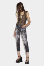 Dsquared2 Iconic Ripped Black Wash Jennifer Cropped Jeans