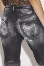 Dsquared2 Iconic Ripped Black Wash Jennifer Cropped Jeans - Image 5