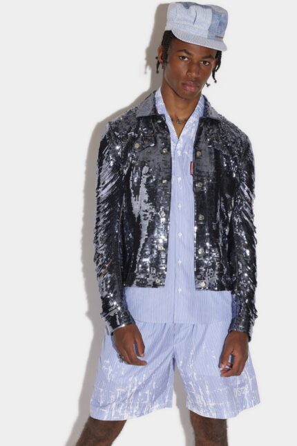 Dsquared2 Iconic Ripped Sequins Dan Jacket