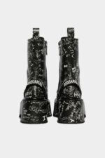 Dsquared2 Iconic Scribbles Combat Ankle Boots BLACK/FANTASY - Image 2