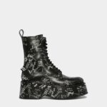 Dsquared2 Iconic Scribbles Combat Ankle Boots BLACK/FANTASY