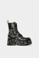 Dsquared2 Iconic Scribbles Combat Ankle Boots BLACK/FANTASY