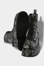 Dsquared2 Iconic Scribbles Combat Ankle Boots BLACK/FANTASY - Image 5