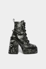 Dsquared2 Iconic Scribbles Heeled Ankle Boots BLACK D2 - Image 2